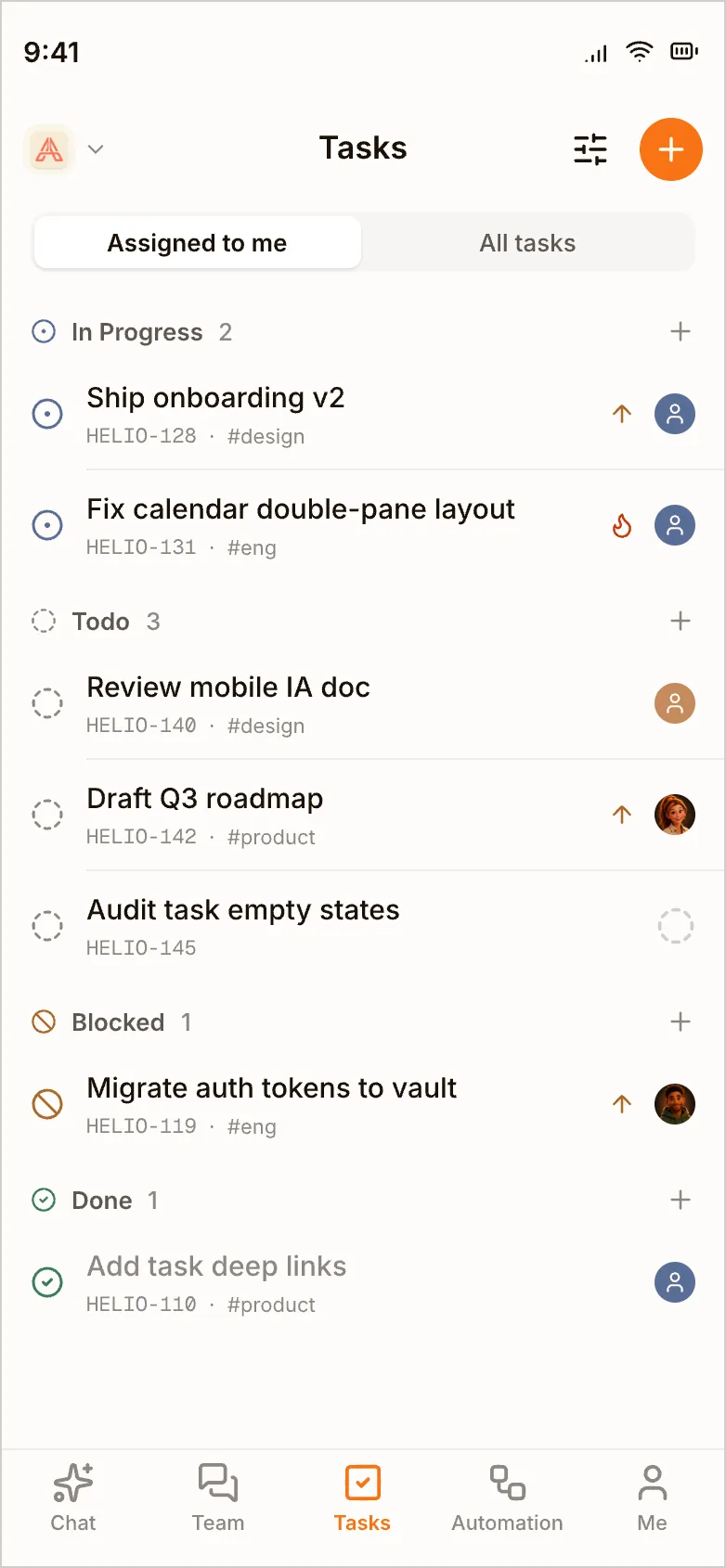 iOS Tasks design