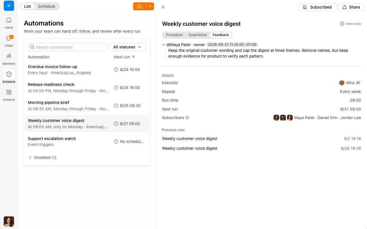 The docked panel: the list gives up two thirds of itself, and closing is the only way out