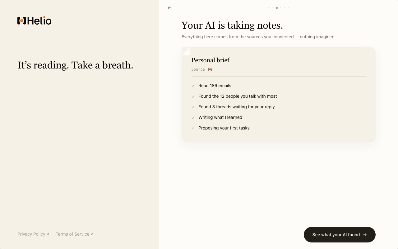 Scan: the personal brief writes itself a line at a time